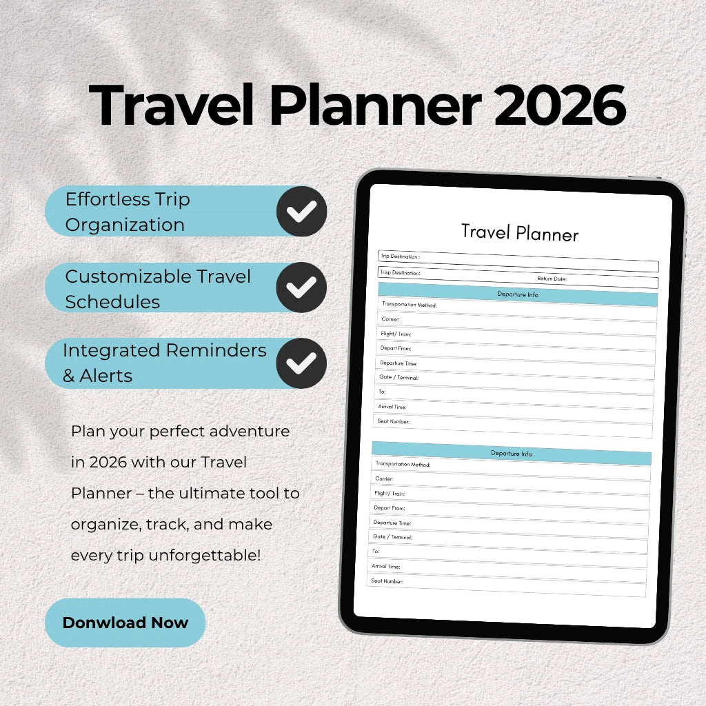 2026 Trip Organizer & Travel Journal Template