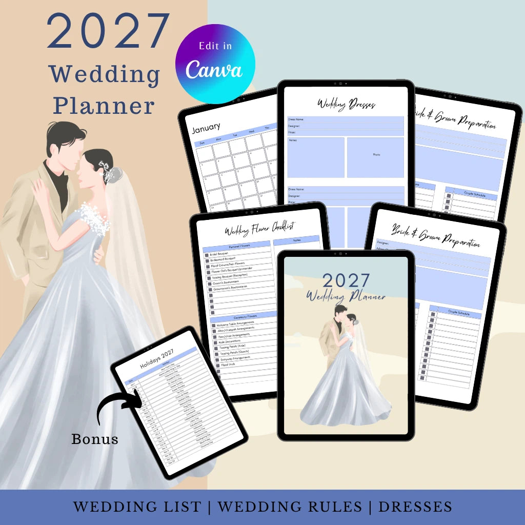 2027 Bridal Planner Canva Template