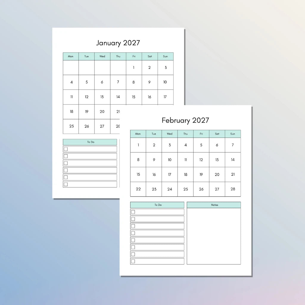 2027 Productivity Planner Template