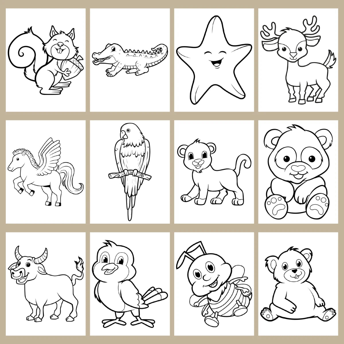 70 Cute Animal Coloring Pages for Kids
