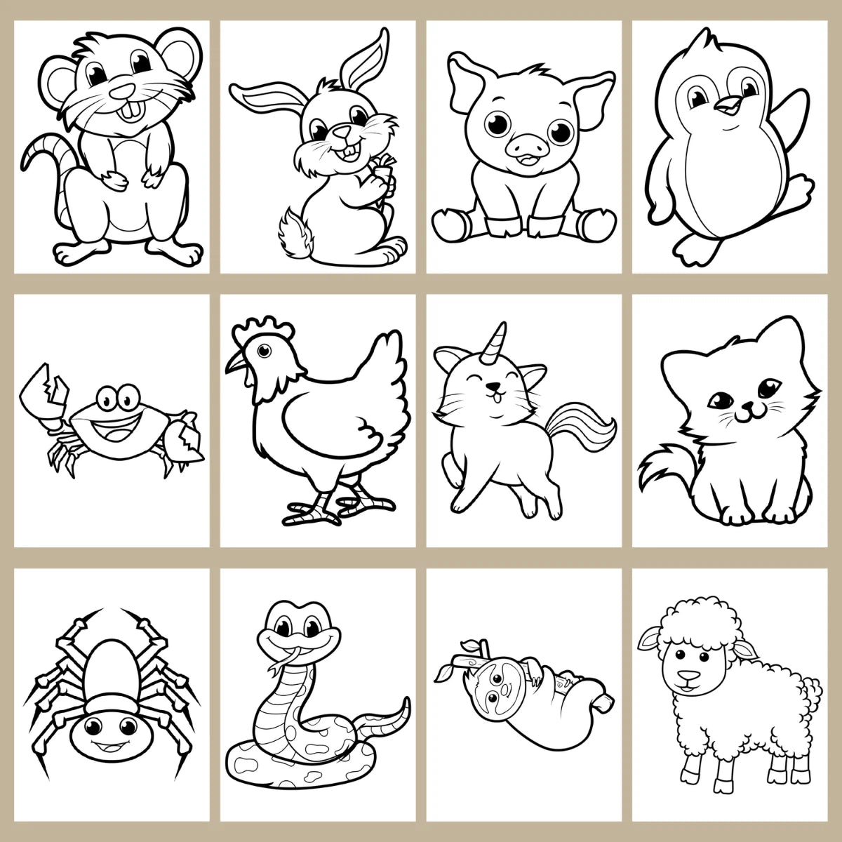 70 Cute Animal Coloring Pages for Kids