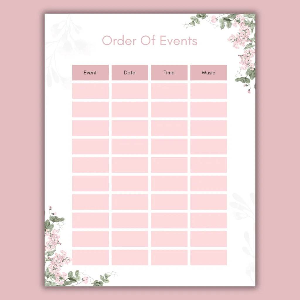 Floral Canva Wedding Planner Template – Elegant Bridal Organizer & Event Checklist