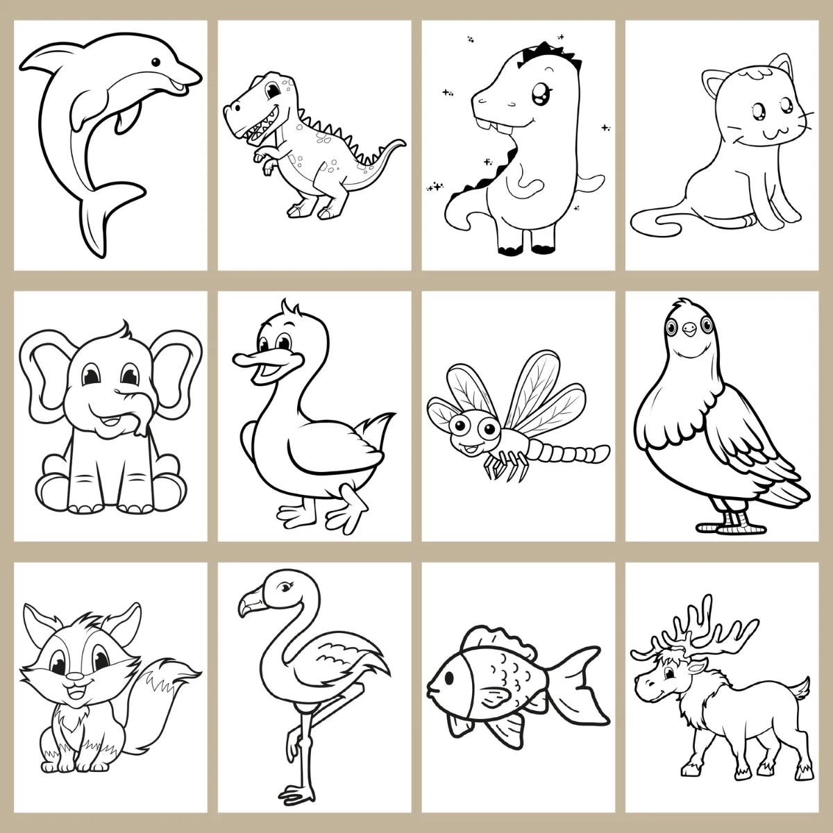 70 Cute Animal Coloring Pages for Kids