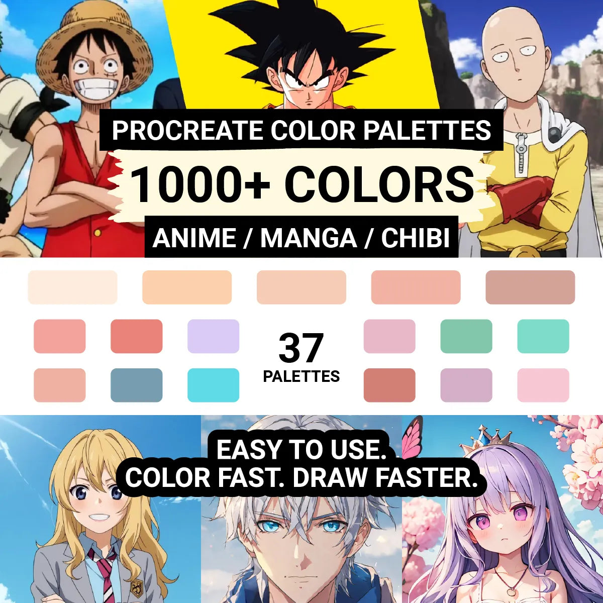 Anime / Chibi / Manga Procreate Color Palettes