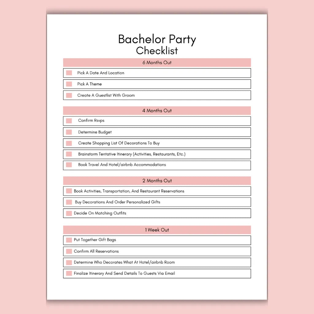 Bachelor Party Checklist & Budget Template
