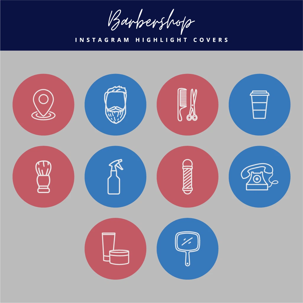 Editable Barbershop Instagram Highlight Icons