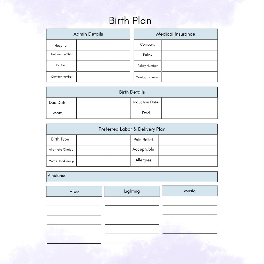Birth Plan & Pregnancy Organizer