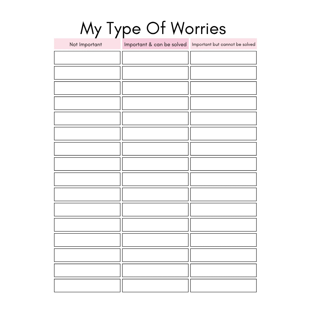CBT Worry Tracker Worksheets