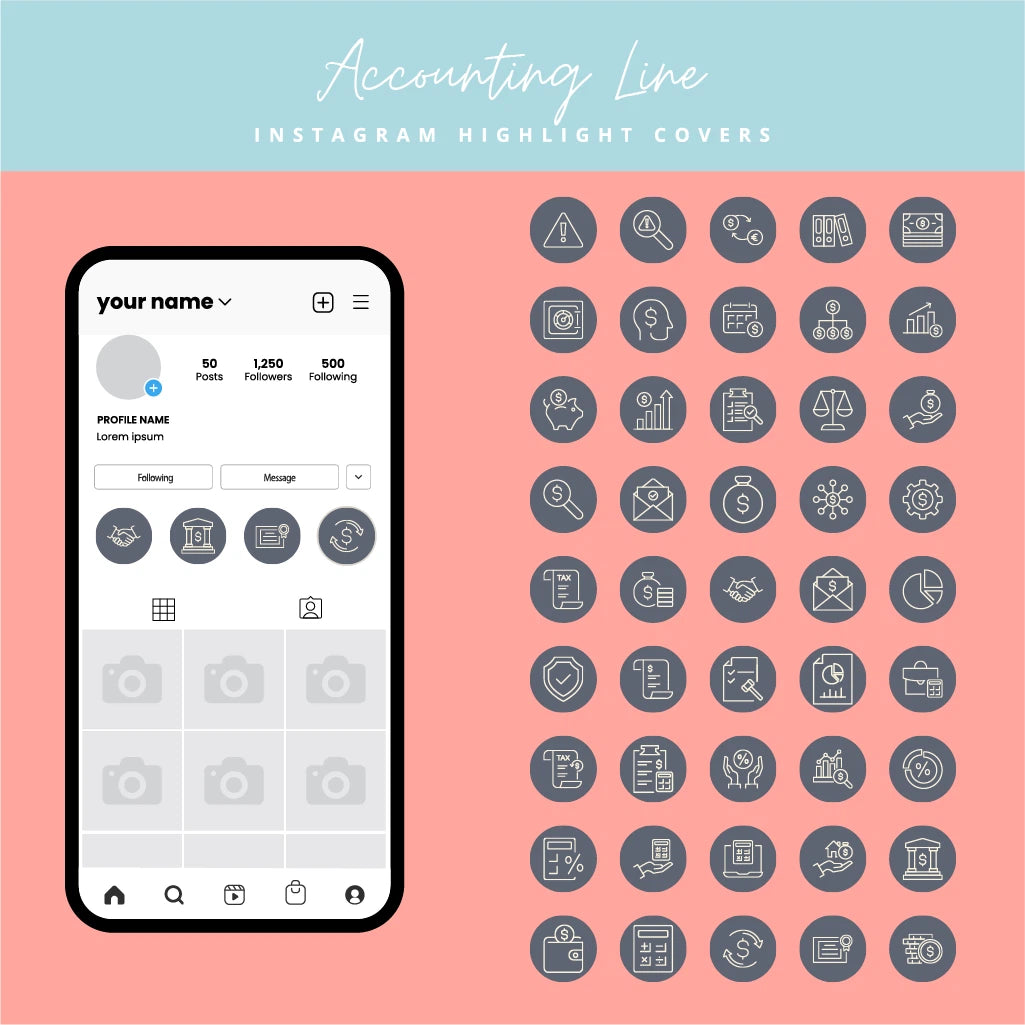 Customizable Accounting Instagram Highlight Covers for Finance Professionals