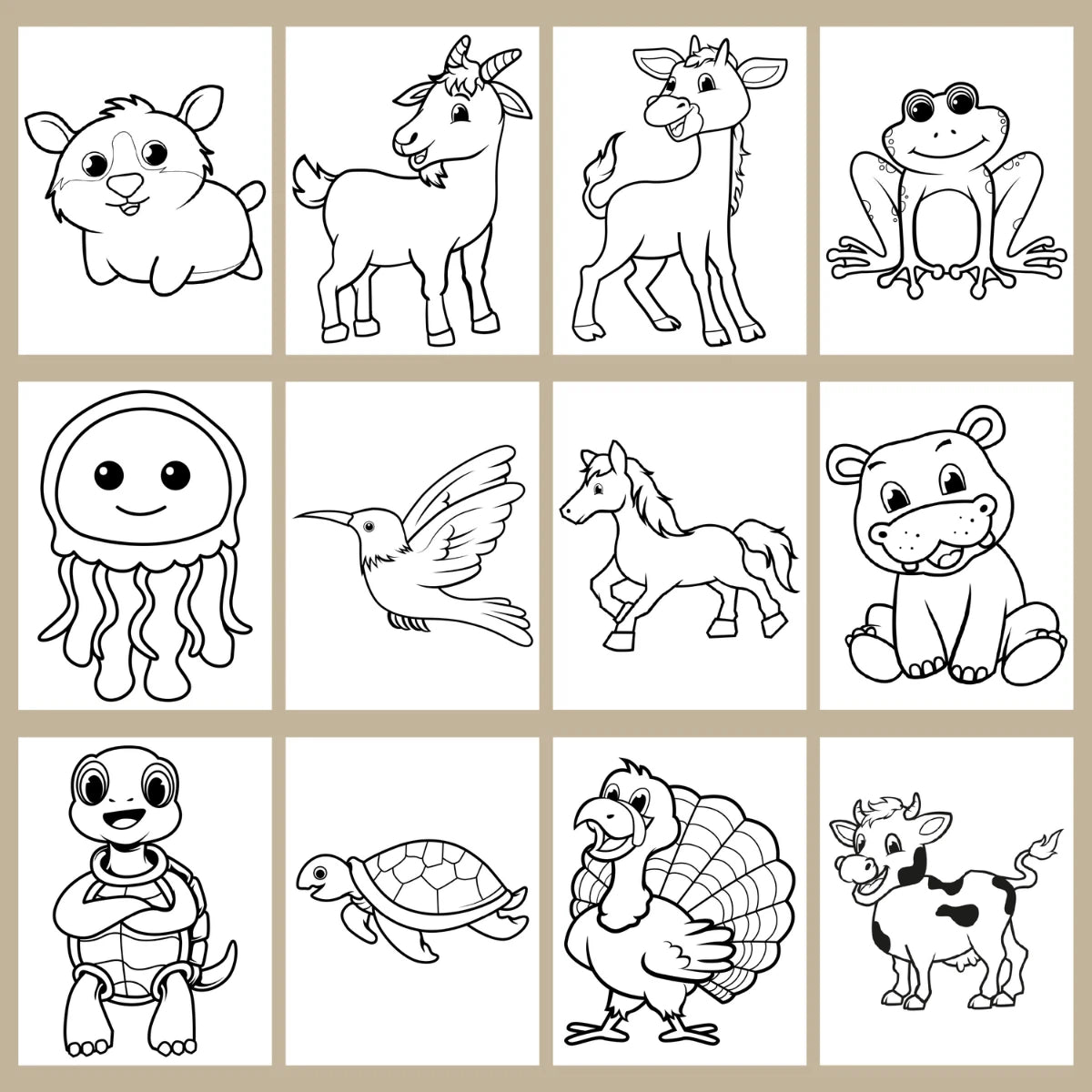 70 Cute Animal Coloring Pages for Kids