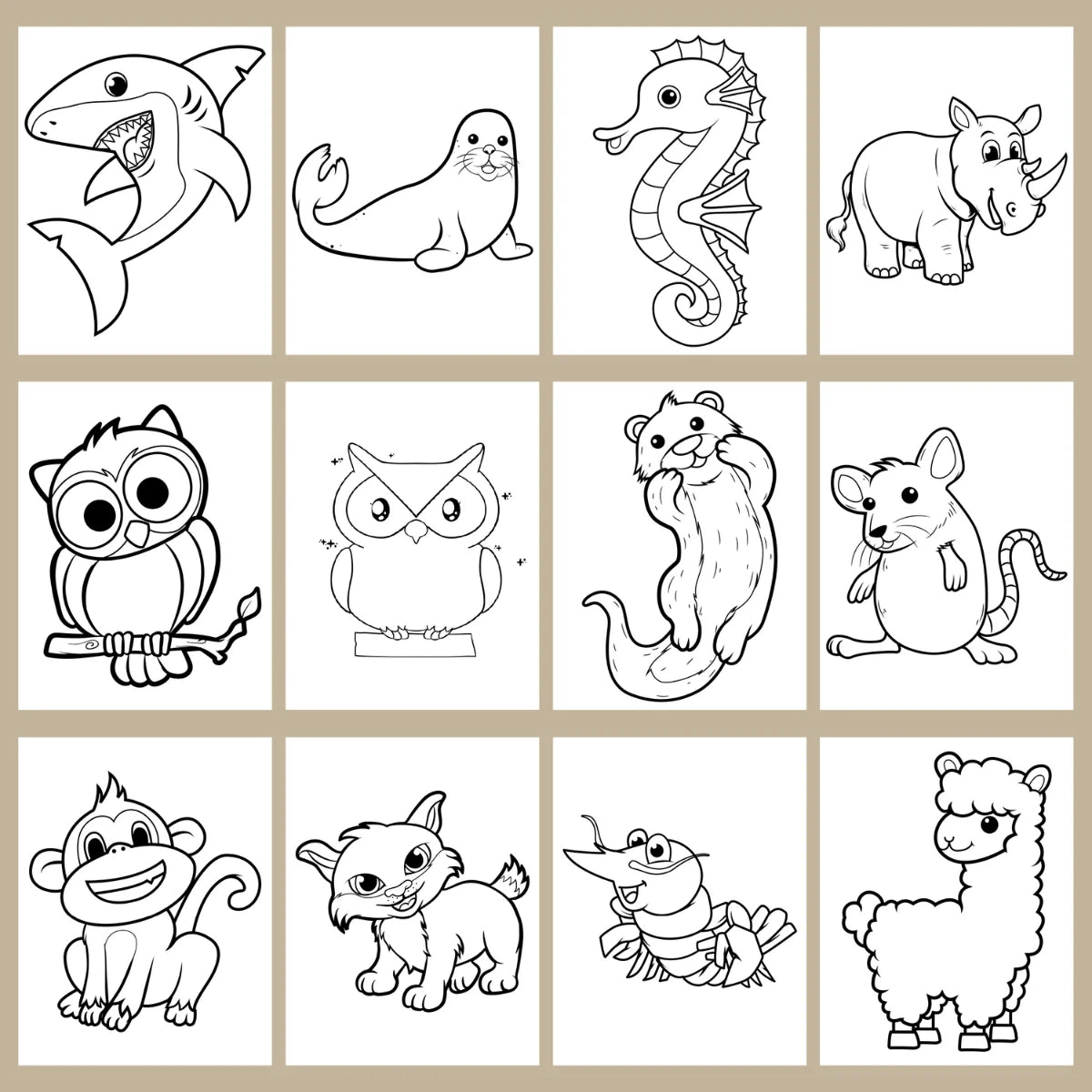 70 Cute Animal Coloring Pages for Kids
