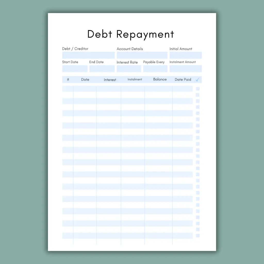 Debt Repayment Log Canva Sheets
