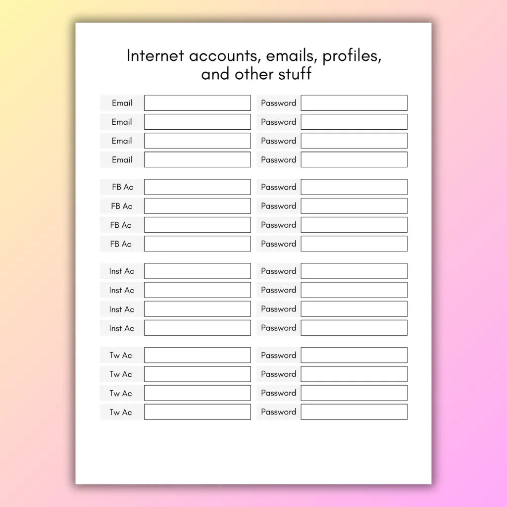 Digital Estate Planning Organizer