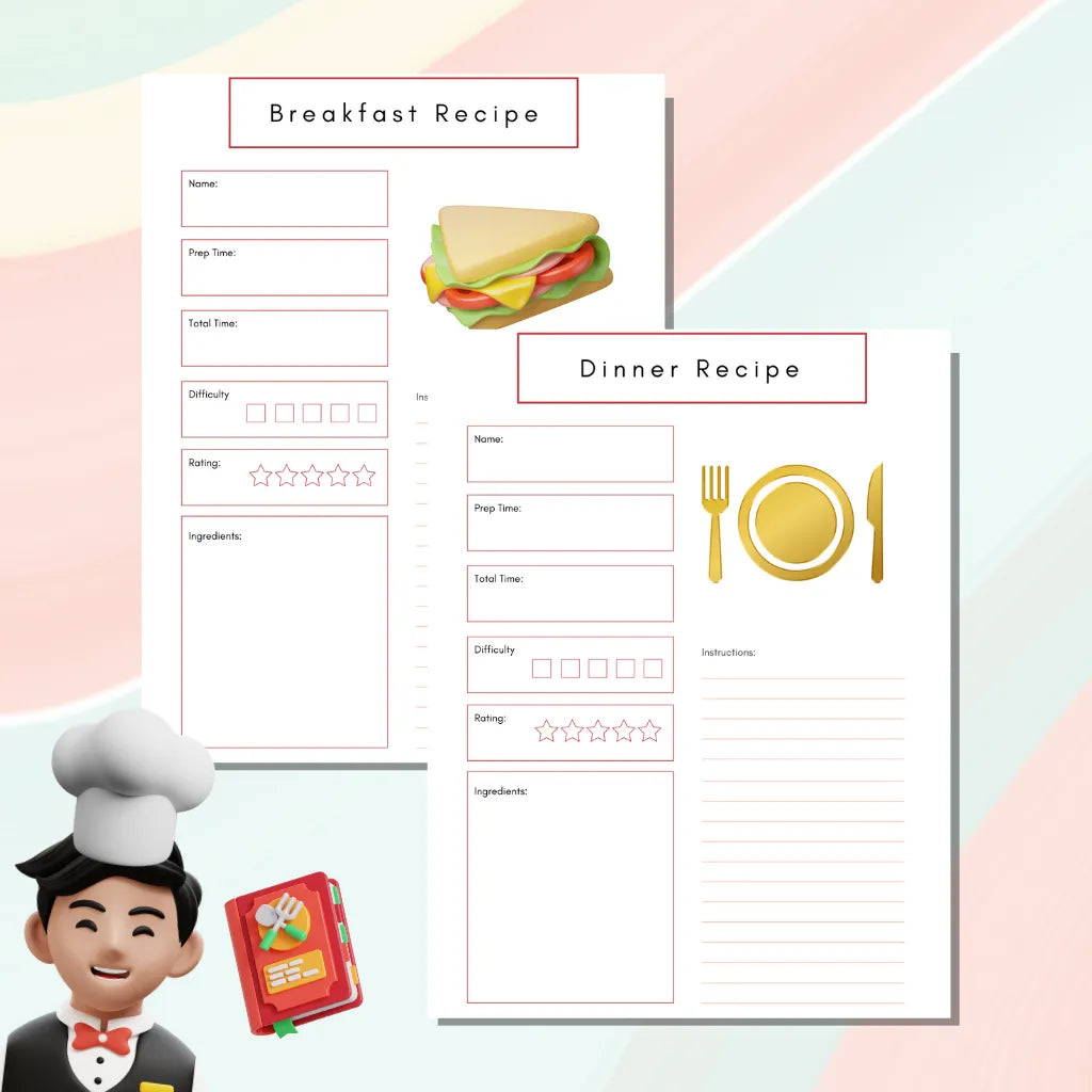 Digital Recipe Organizer Canva