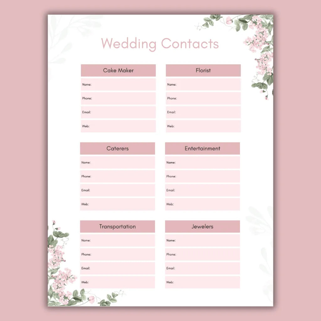 Digital Wedding Planning Template