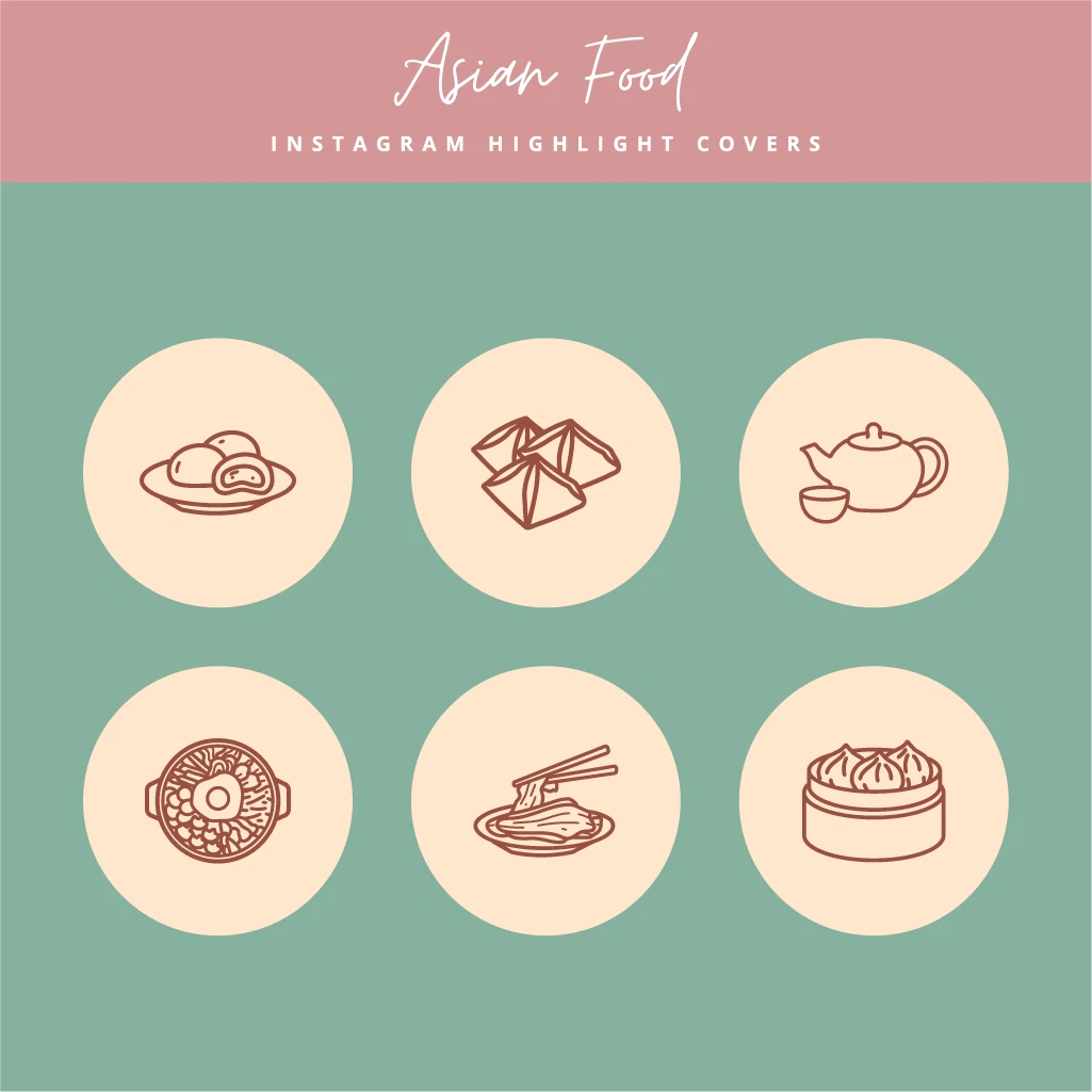 Editable Asian Food Instagram Highlight Covers for Canva