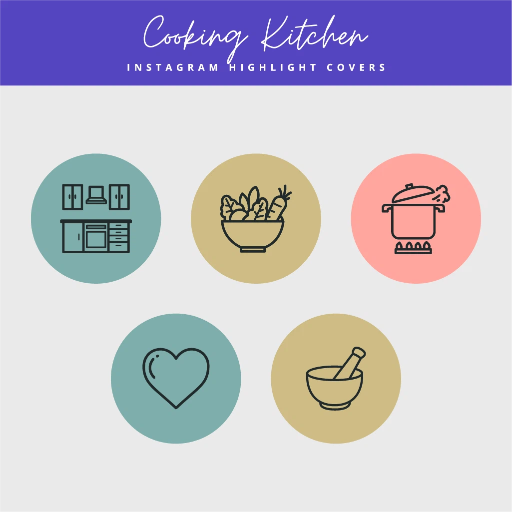 Cooking Kitchen Instagram Highlight Covers – Editable Canva Icons