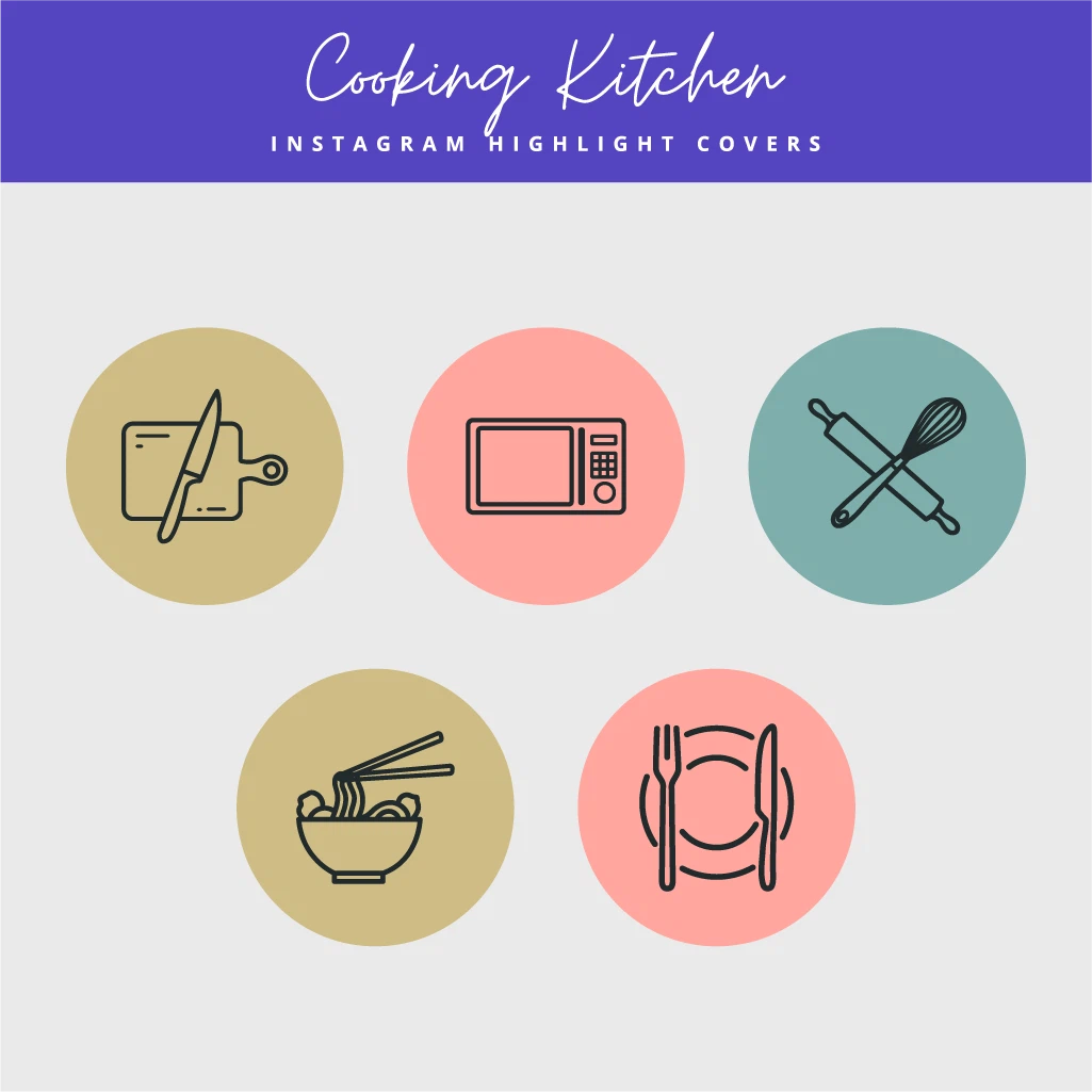 Editable Cooking Instagram Highlight Icons – Canva Kitchen Templates