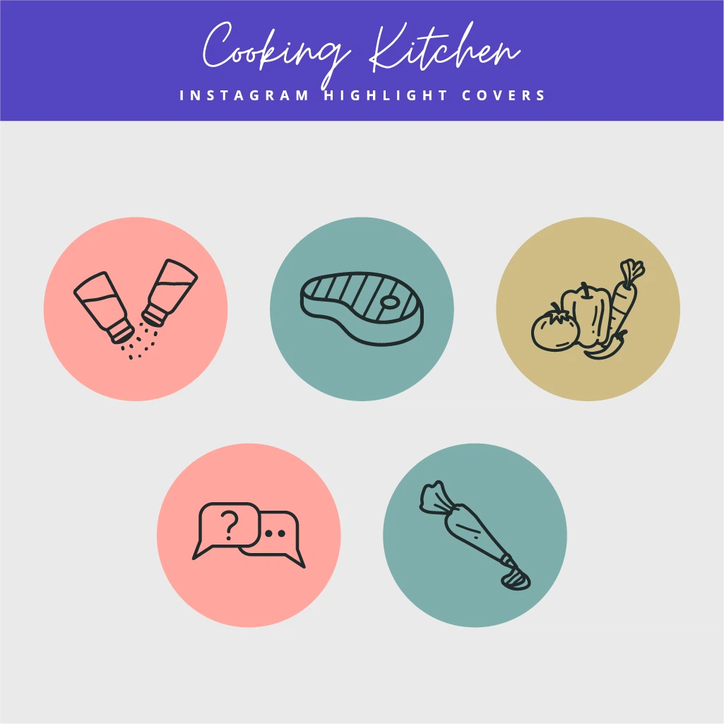 Editable Cooking Instagram Highlight Icons – Canva Kitchen Templates