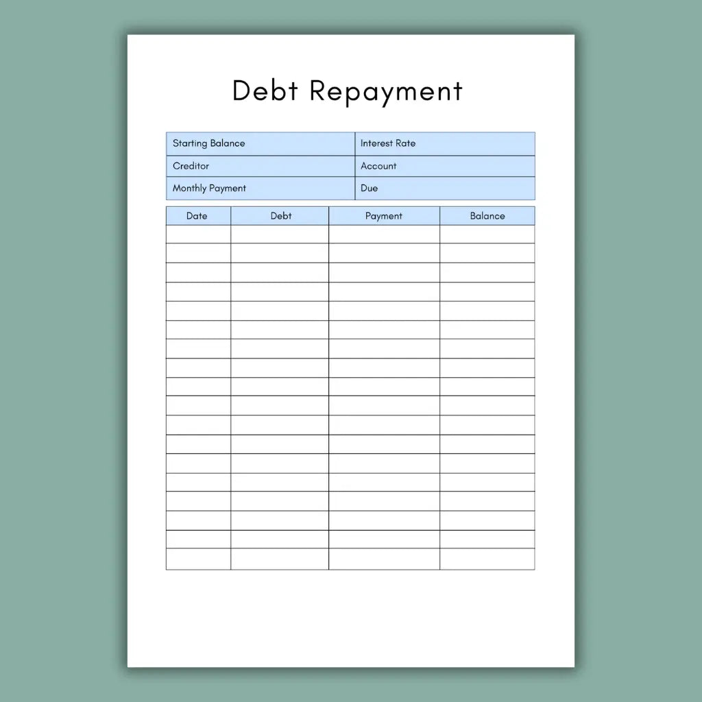 Editable Debt Tracker PDF / Printable
