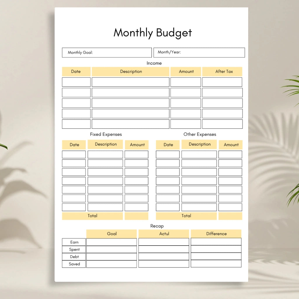 Editable Finance Planner