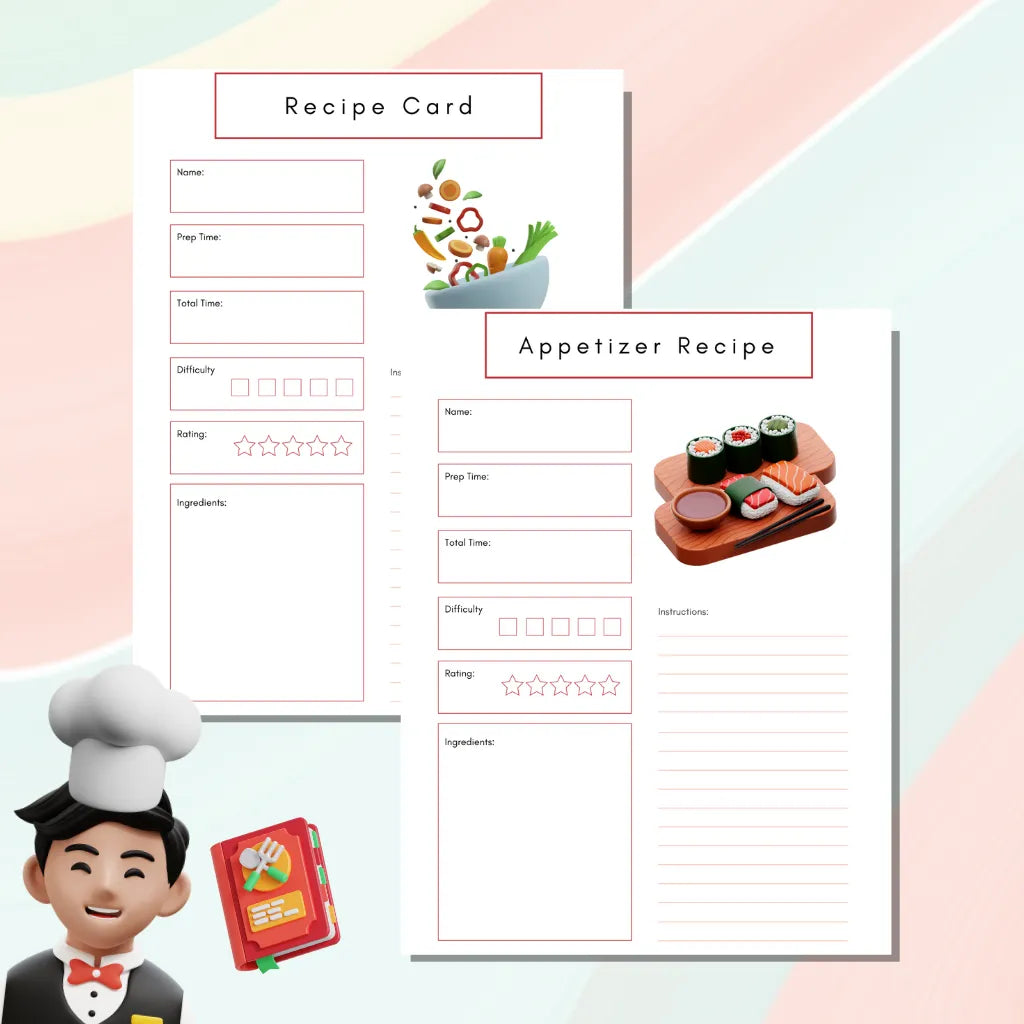 Editable Recipe Card Template Canva