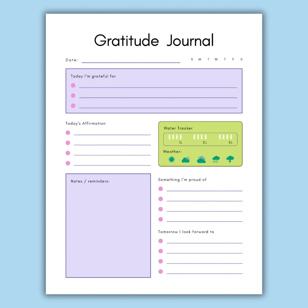 Exercise & Gratitude Journal Canva