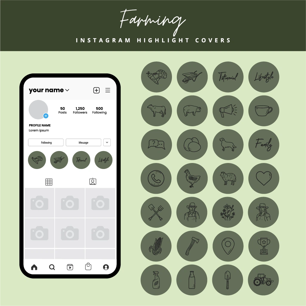 Farm & Agriculture Instagram Highlight Covers – Organic