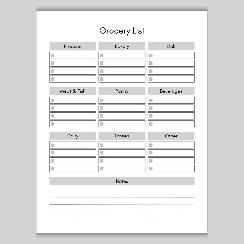 Grocery List & Meal Organizer