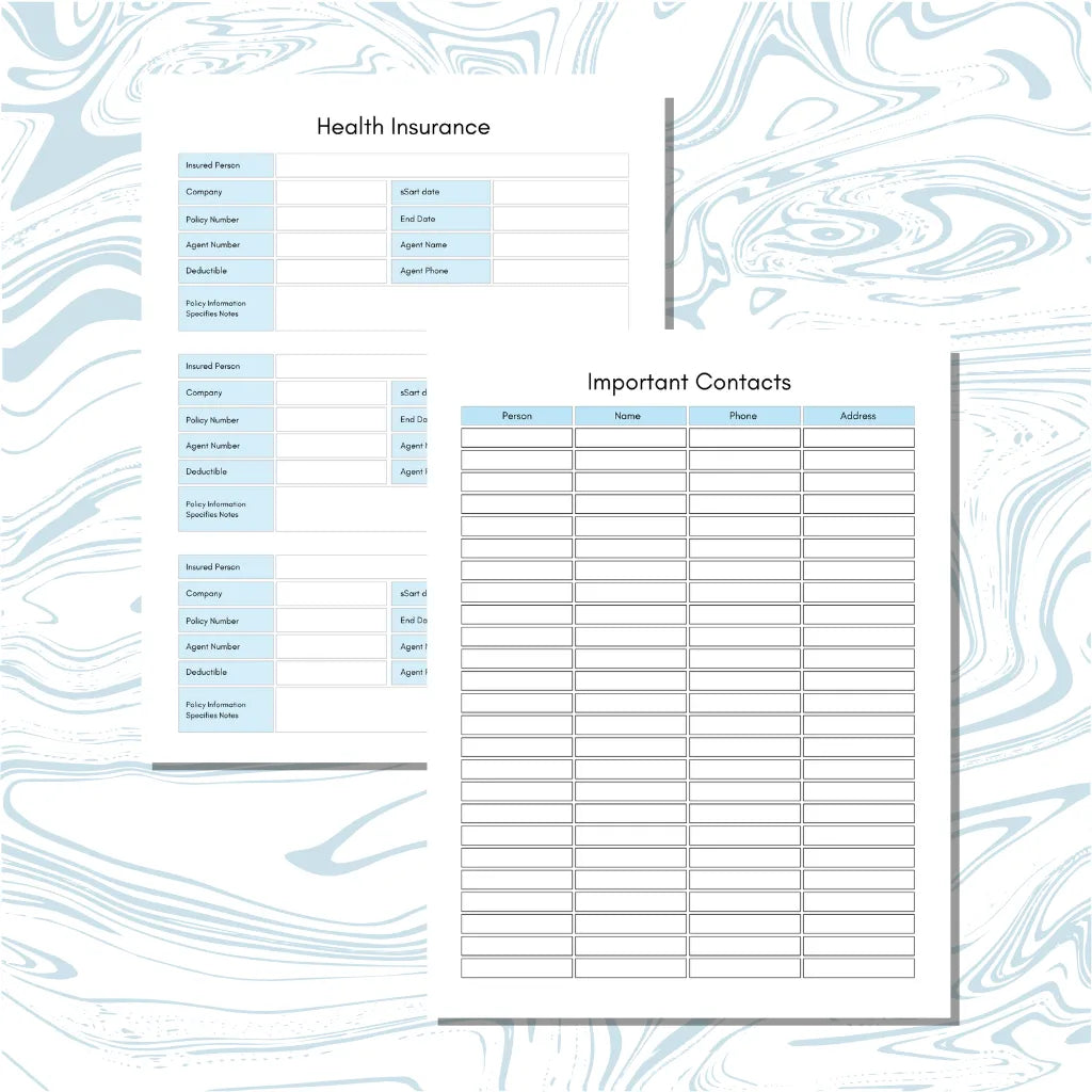 Health Insurance & Medical Record Planner