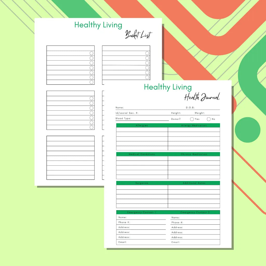 Holistic Health Healthy Habits Tracker Canva TemplateDigital Journal