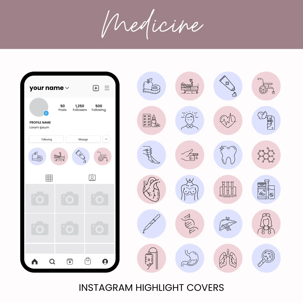 Medicine Instagram Highlight Covers for Healthcare Professionals