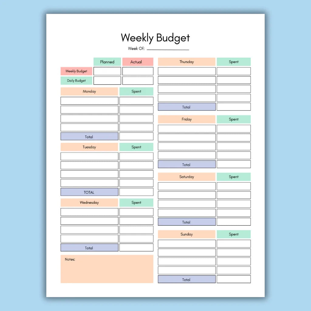 Monthly & Weekly Budget Worksheet