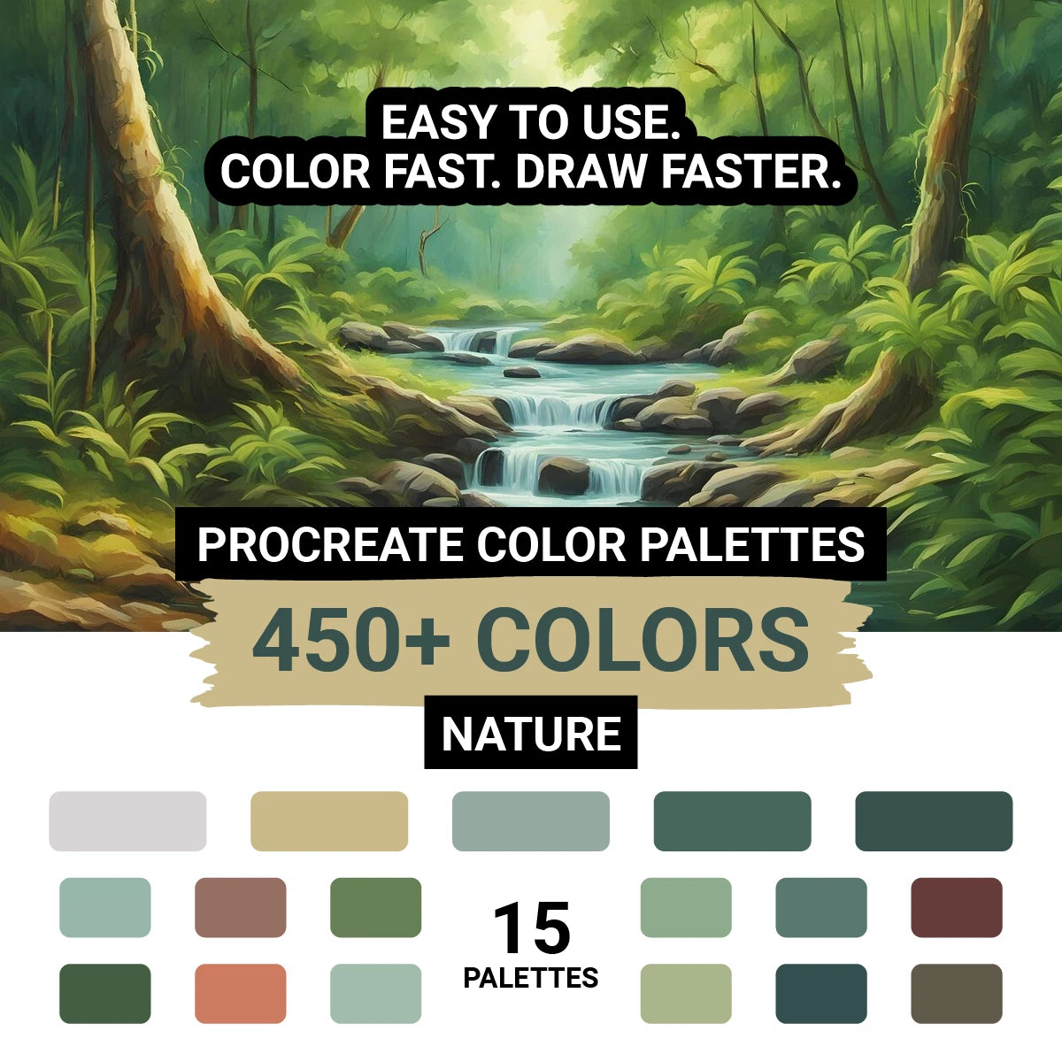 450+ Nature Procreate Colors | Earthy Palette Bundle