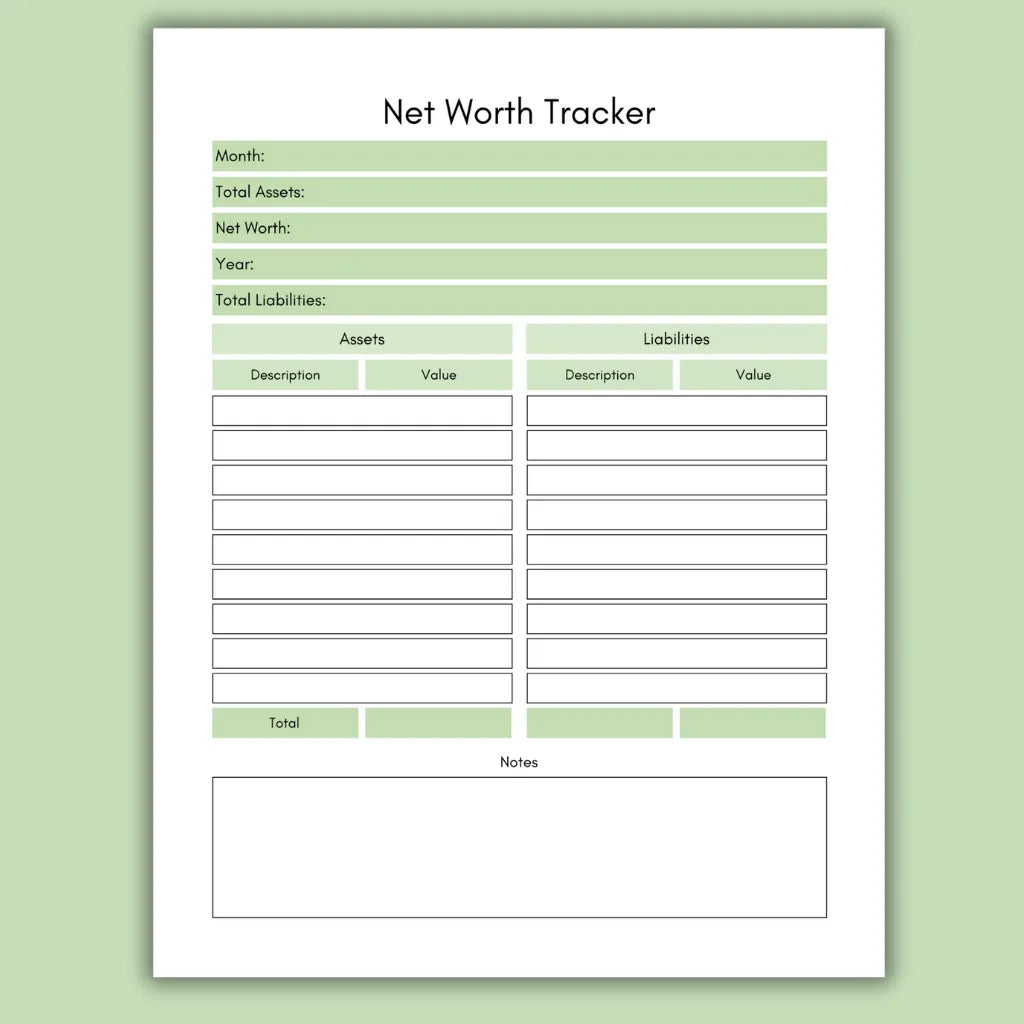Net Worth Tracker Template