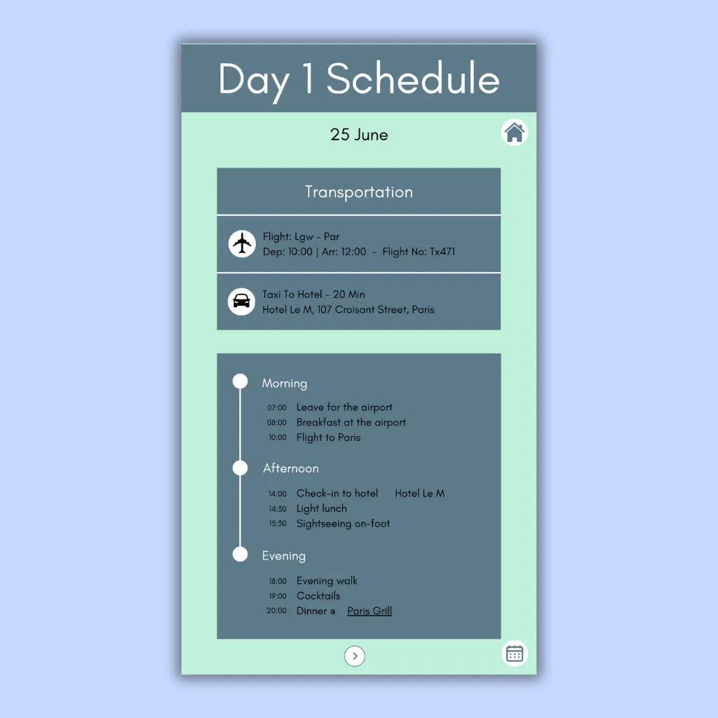 Newlywed Travel Schedule Organizer