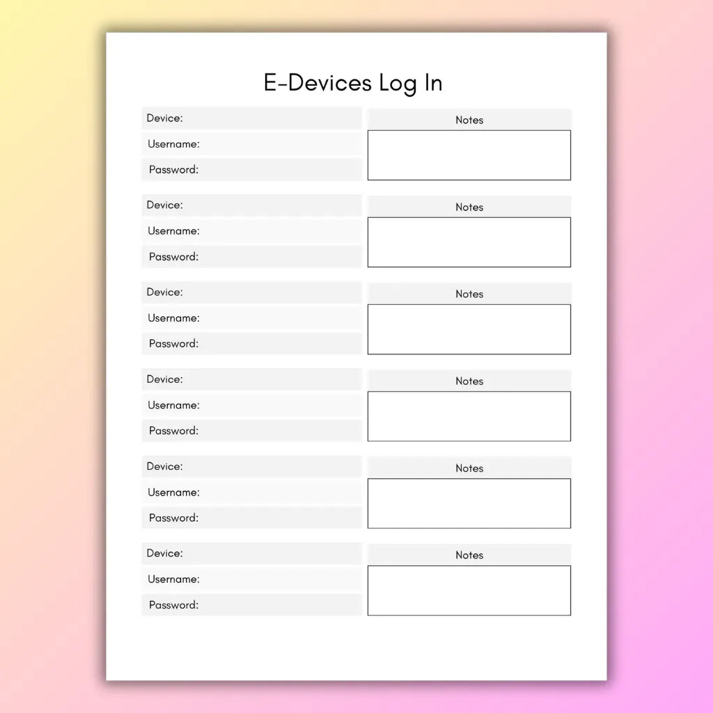 Password & Account Log Book Canva
