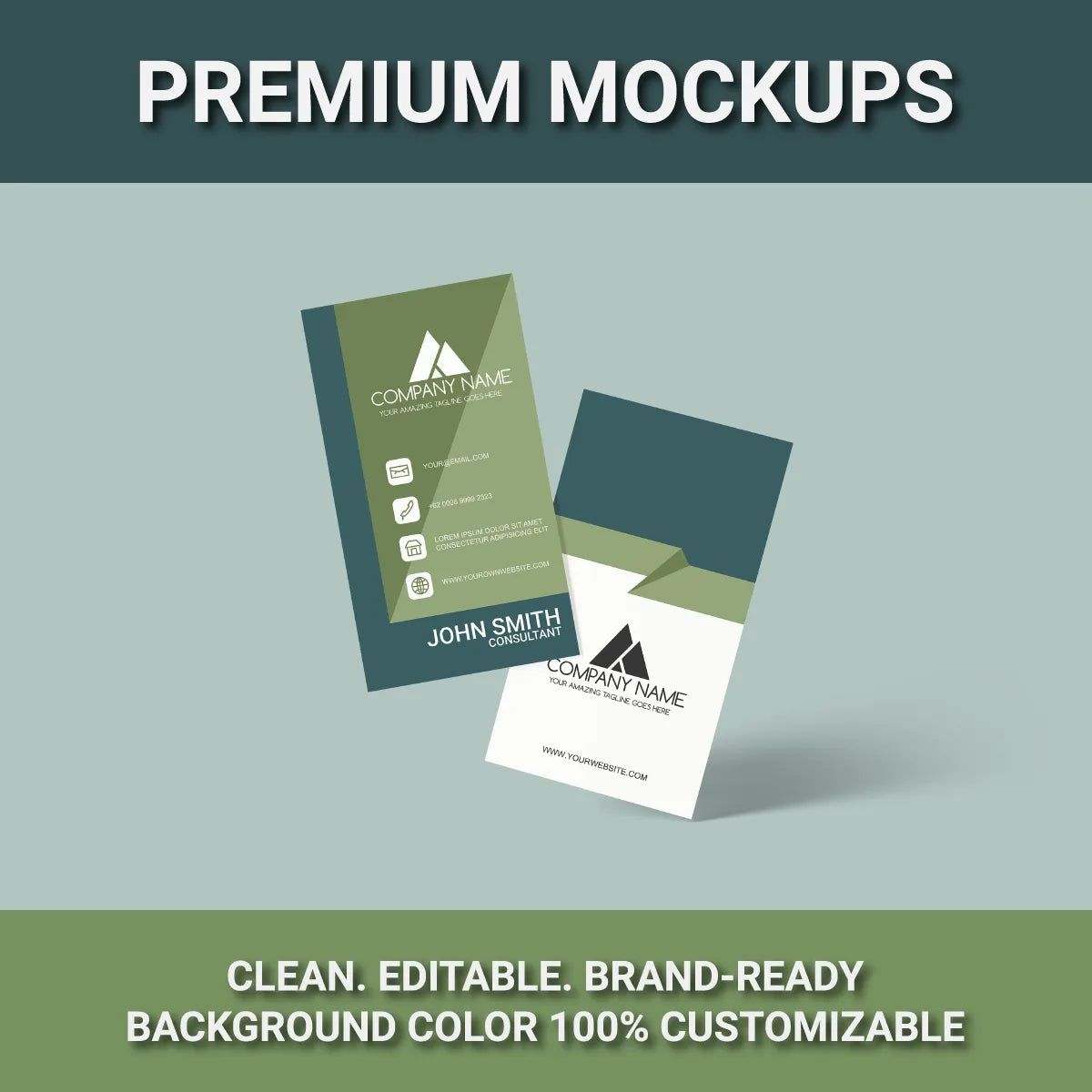 Portrait Vertical Business Card Mockup
