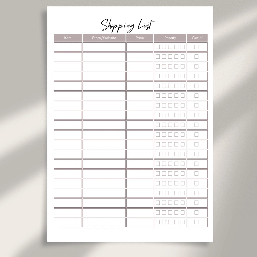 Printable Craft Project Organizer