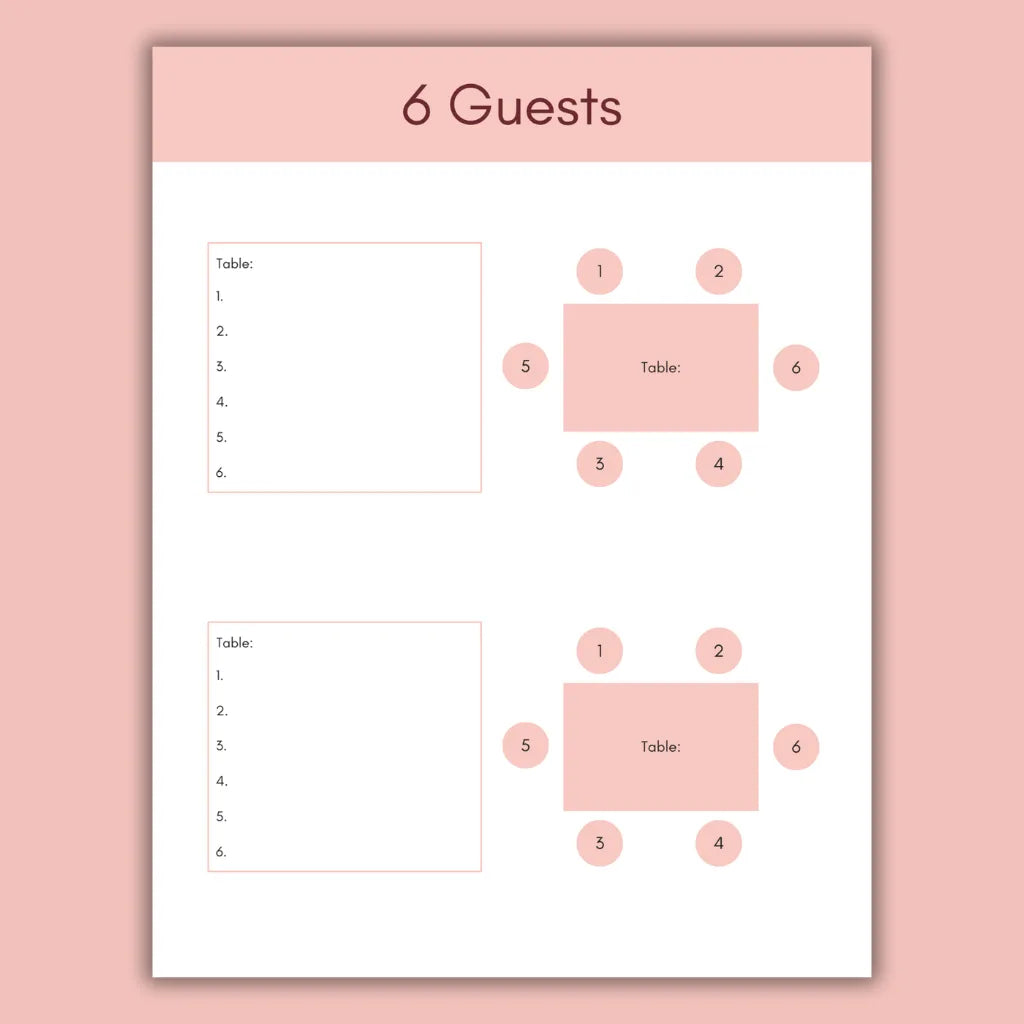 Printable Wedding Table Layout