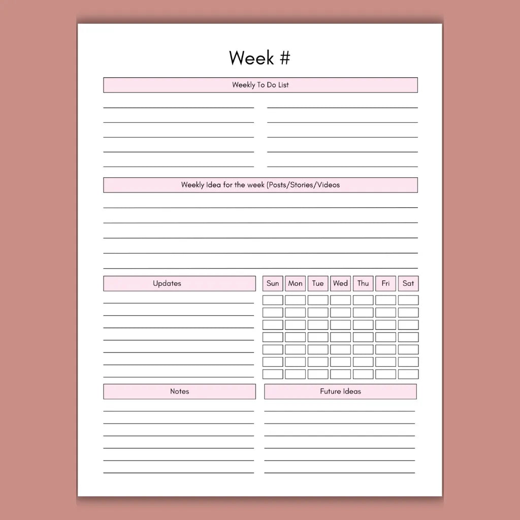 Social Media Content Calendar Template