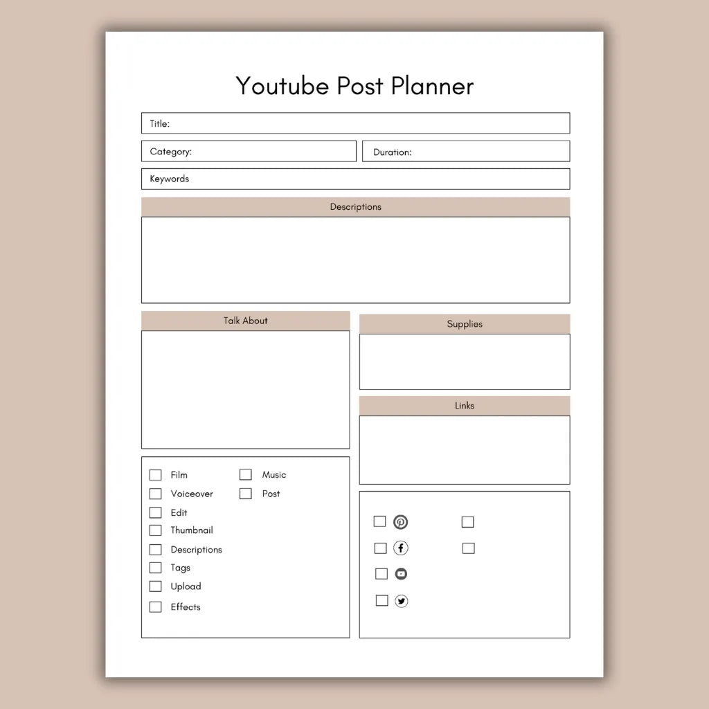 YouTube Post Planner Canva