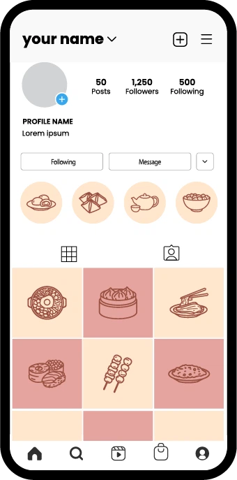 Editable Asian Food Instagram Highlight Covers for Canva