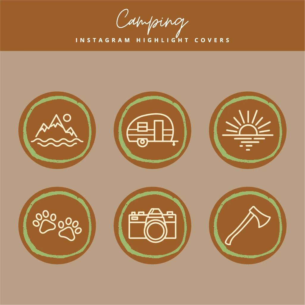 Camping Instagram Highlight Covers – Editable Canva Icons for Outdoor Creators