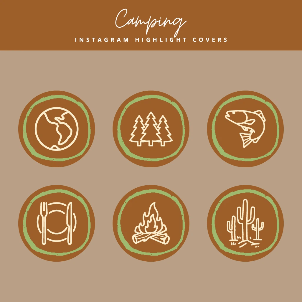 Camping Instagram Highlight Covers – Editable Canva Icons for Outdoor Creators