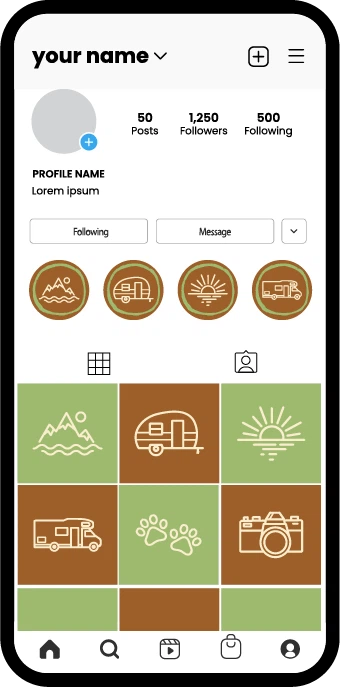 Camping Instagram Highlight Covers – Editable Canva Icons for Outdoor Creators