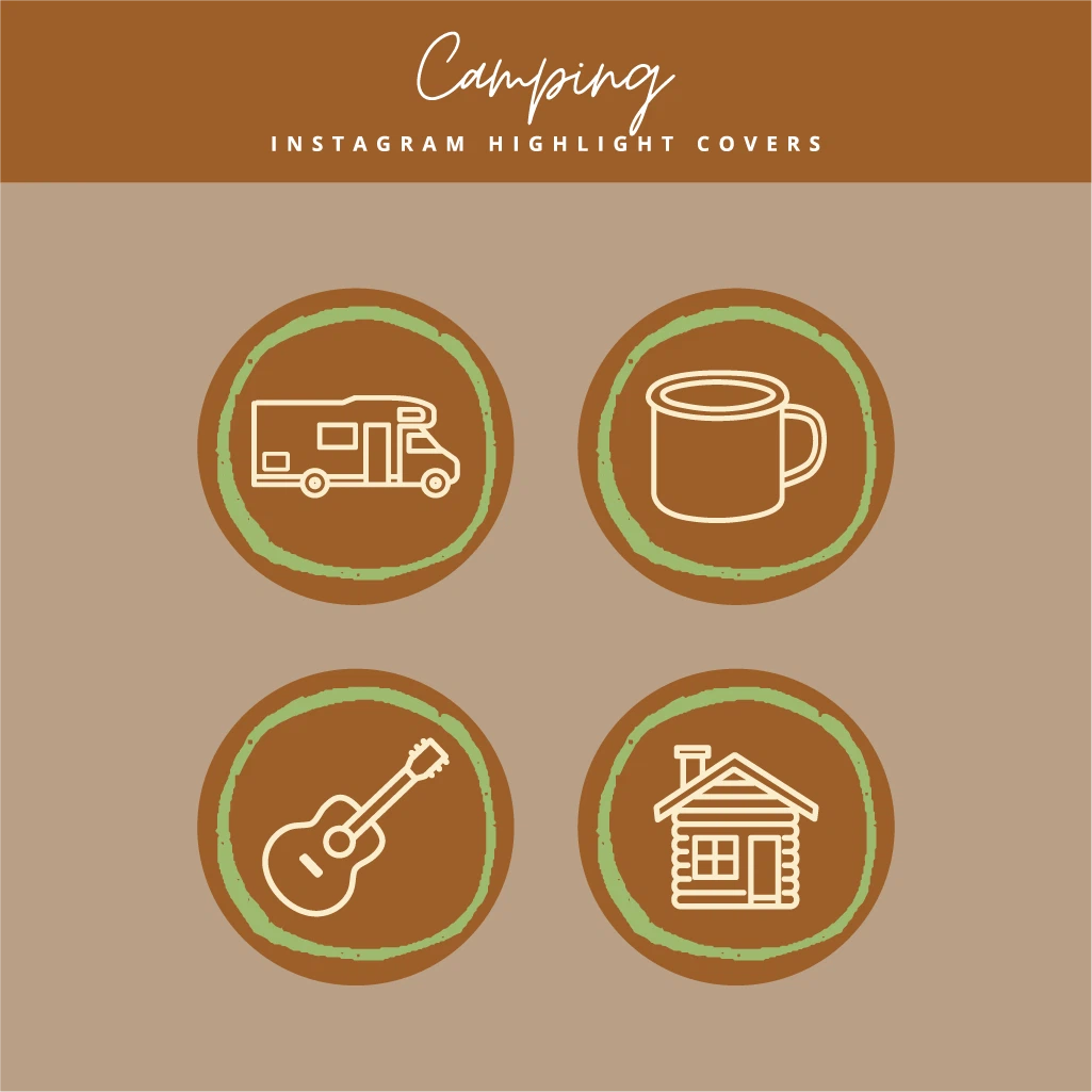 Camping Instagram Highlight Covers – Editable Canva Icons for Outdoor Creators