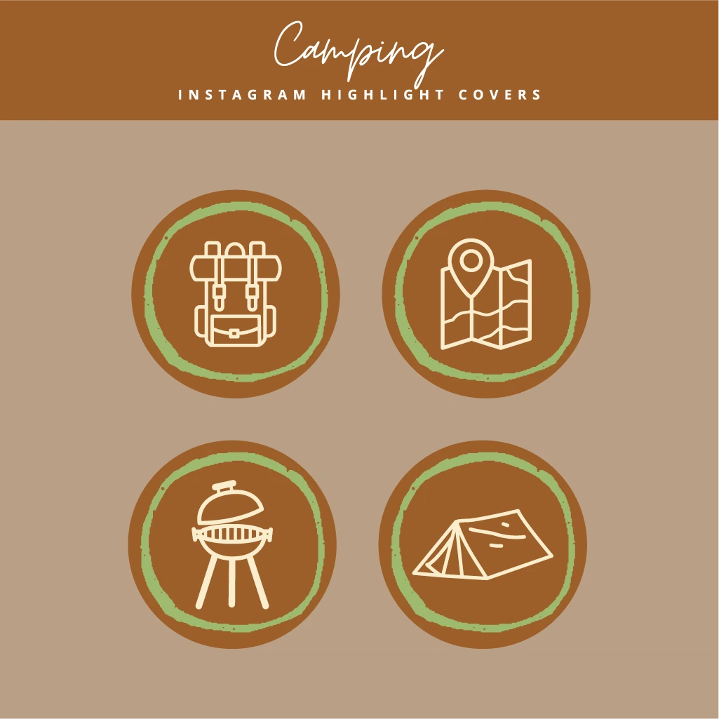 Camping Instagram Highlight Covers – Editable Canva Icons for Outdoor Creators