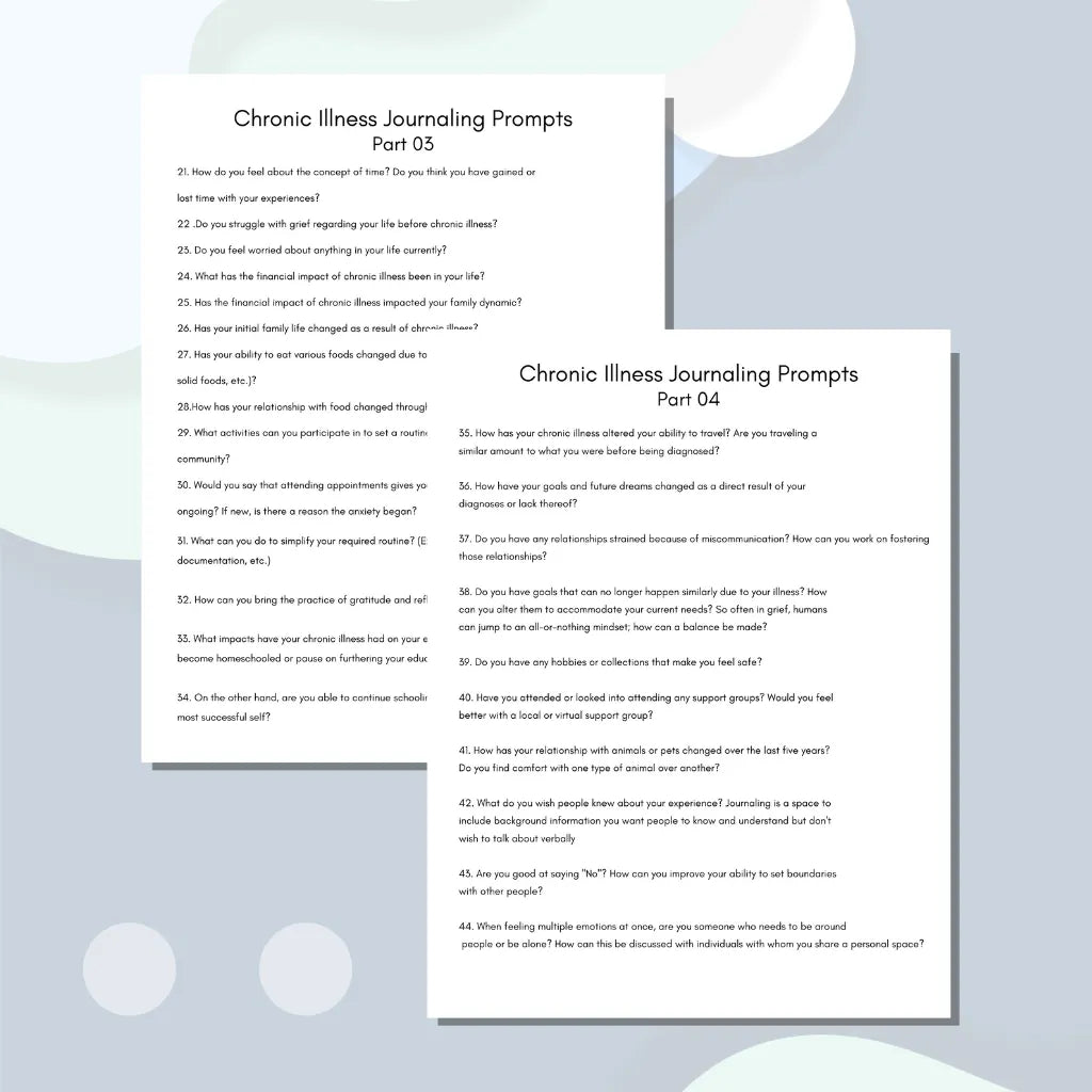 Chronic Illness Reflection Journal Prompts Canva | Guided Writing for Healing & Resilience