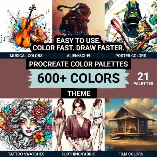 600+ Procreate Color Palettes – 21 Themed Swatch Sets